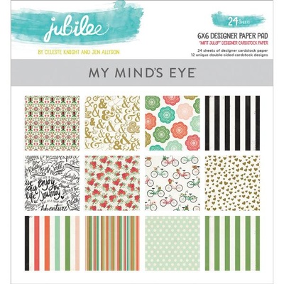 Набір двостороннього скрап-паперу My Mind's Eye - Jubilee Mint Julep - Pad, 15x15см, 24 аркуші