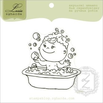 Акриловий штамп Lesia Zgharda D070 дівчинка у ванній кімнаті, розмір 5,7x6 см.