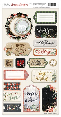 Чипборд для скрапбукінгу від Scrapmir - Merry Christmas ENG, 18шт