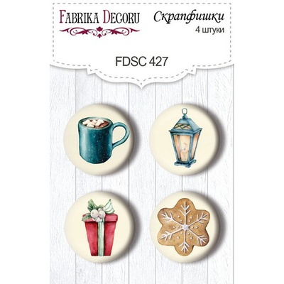 Набір скрап-фішок 4шт. Our warm Christmas 427, ТМ Фабрика Декору