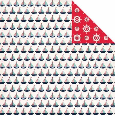 Аркуш скрап-паперу Carta Bella - Ahoy There - Sailboats, двосторонній, 30x30 см