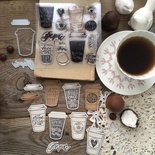 Набор штампов и ножей для вырубки от  MiMiCut -  "Кофе с собой", 37x52 мм