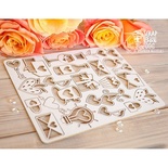 Чипборд ScrapBox - малий набір простих весільних елементів Hm-057