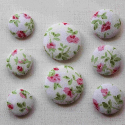 Тканинні ґудзики і топси від Allmacraft - серія Шеббі 1, діаметр 2 і 2,5см, 8 штук