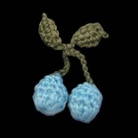 Прикраса в’язана «Вишенька», колір блакитний, діаметр "ягідки" 1,5см