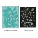 Папки для тиснения и  штамп от Sizzix - Textured Impressions Embossing Folder w/Stamp - Silhouette Vines Set - Цветочная Лоза