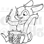 Штамп від ПСК - Зайчик з Барабаном