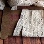 Мереживо ромбики 2, бавовняне, колір бежевий, ширина 15 мм, 90 см