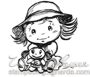 Акриловий штамп D019 Дитина з іграшкою, розмір 4,7х5,1 см