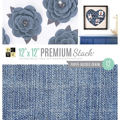 Набір кардстоку DCWVPaper Backed Denim Fabric, 30x30 см, 12 аркушів, джинсова тканина
