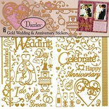 Набір наліпок - висічок HOTP - Wedding Scrap Dazzle Gld, 3 аркуші, розмір 15,223 см, 138 шт., колір золото