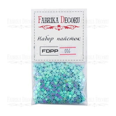 Набор пайеток - 006, размер 5 мм, маленькие звездочки, цвет голубой, ТМ Фабрика Декора