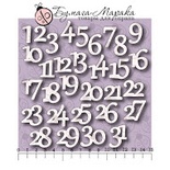 Белый чипборд от Бумага Марака. Набор цифр от 1 до 31. Адвент-календарь