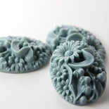 Кабашон "Квітка", колір сірий, розмір 41x32 мм, 1шт.