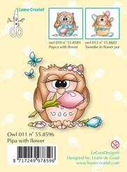 Акриловий штамп LeCreaDesign - Clearstamp Owlie's Owl011 Pipa with flower - Сова з квіткою