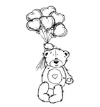 Акриловый штам SV020 Мишка с сердечками, размер 3,7х7,8 см