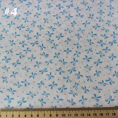 Бавовна, блакитні бантики на білому фоні #4, 50x40см