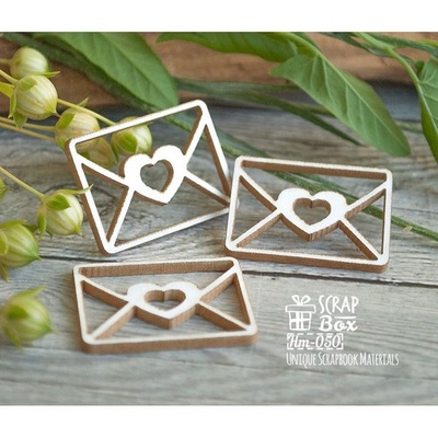 Чипборд ScrapBox - Лист з серцем 3 шт. Hm-050