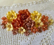 Набір квітів з тканини(18 шт.,  2,5 см - 5 см), гарбузовий