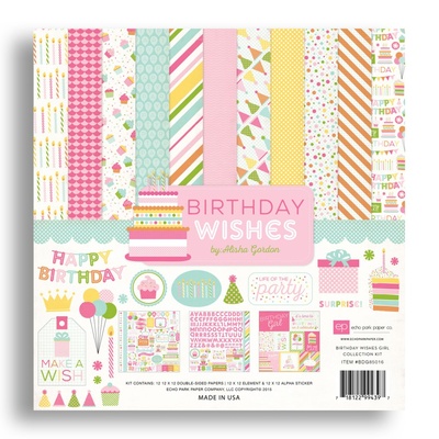 Набір паперу для скрапбукінгу Echo park - Birthday Wishes Girl, 12+2 аркуша, 30x30 см