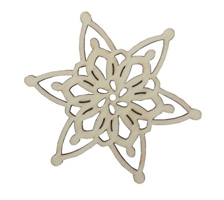 Лазерні вирубки з дерева від ScrapBerryʼs - Ажурні сніжинки, 6,5x2см (набір 2 шт.).