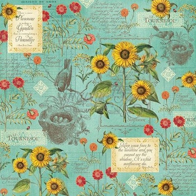 Лист бумаги Graphic 45 - Time to Flourish - August Flourish, размер 30х30 см, двусторонняя