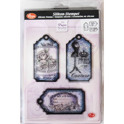 Штамп силиконовый - "Теги "Париж", 14x18 см