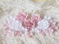 Набір квітів з тканини (18 шт.), розмір 2,5см - 5см, колір рожевий