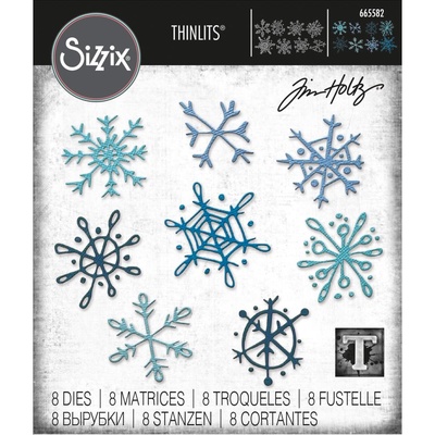 Ножі Сніжинки від Sizzix Thinlits DiesBy Tim Holtz - Scribbly Snowflakes, 8 шт.