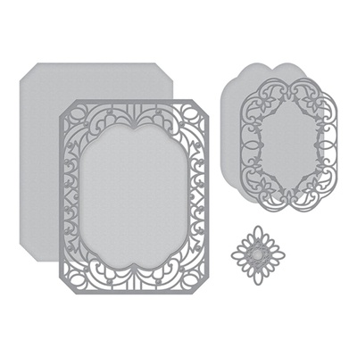 Ножі для вирубки від Spellbinders - Shapeabilities Cannetille Rectangle Etched Dies Vintage Treasures by Becca Feeken