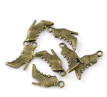 Металева прикраса/ підвіска "Чоботи на високох підборах", 22x16мм, антична бронза, 1 шт.