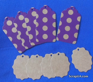 Набір тегів з крафту-картону "Горохи", 300 г/м², 10 штук, 85х45м і 55x45м