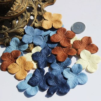 Гортензія, мікс квітів: коричневий, синій, 3,2см, 20 шт.