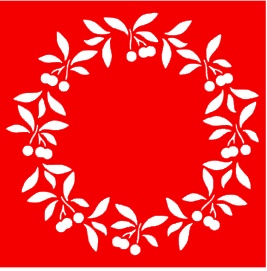 Трафарет - Венок вишня, 18*18см