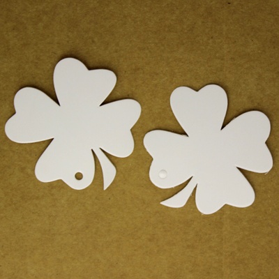 Тег "Клевер" з білого картону, 6,5x6,5см, 1 шт