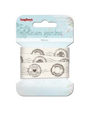 Лента декоративная  от Scrapberry's -Розы, 20мм, 2м., хлопок