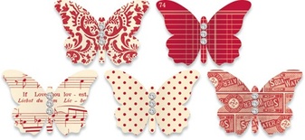 Бабочки из плотного кардстока с рисунком Jenni Bowlin Embellished Butterflies - Red, 5 штук, цвет красный