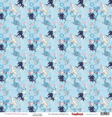 Бумага для скрапбукинга от ScrapBerry's - Страна восходящего солнца - Бумажный журавлик, 30,5х30,5 см, 190 гр/м, двусторонняя, 1 лист