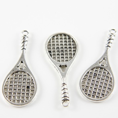 Металлическое украшение "Теннисная ракетка", размер 49x19 мм, 1 шт.