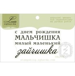 Акриловий штамп Lesia Zgharda TRU175 С Днем Рождения мальчишка, розмір 5х2,9 см.