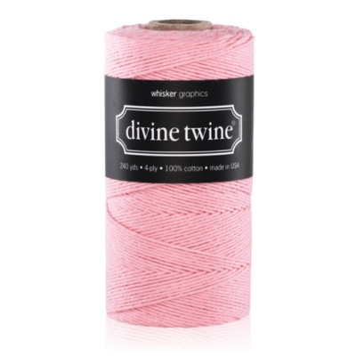 Бавовняний шнур від Divine Twine - Light Pink Solid, 1 мм, колір рожевий, 1м