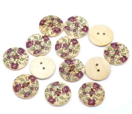 Деревянная пуговица Multicolor Flower  B10666, диаметр 23 мм, 1 шт.