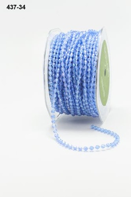 Нитка з намистинками, блакитний колір, розмір: 4 мм, довжина 90 см
