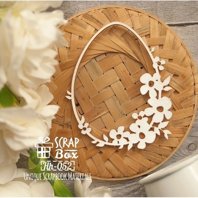 Чипборд ScrapBox - рамка у формі яйця з квітами Hh-052