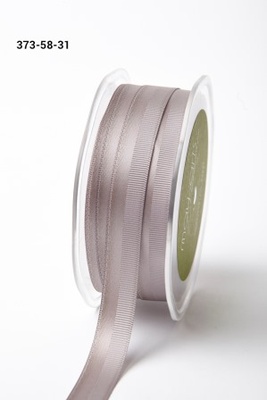 Репсово-сатинова стрічка - Подвійна смужка - срібна, ширина - 16 мм, довжина 90 см