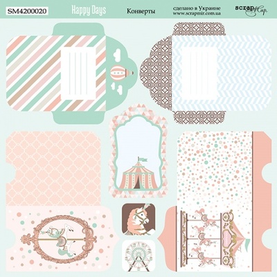 Аркуш двостороннього паперу Scrapmir - Конверти з колекції Happy Days, 20x20cм
