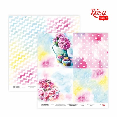 Бумага для скрапбукинга от ROSA TALENT - Floral Poem 18, двусторонняя, 30х30см, 200г/м2