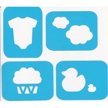 Набір трафаретів - Фабрика Декору - Міні-дитячий 02, 4 штуки, 7x7 см кожен