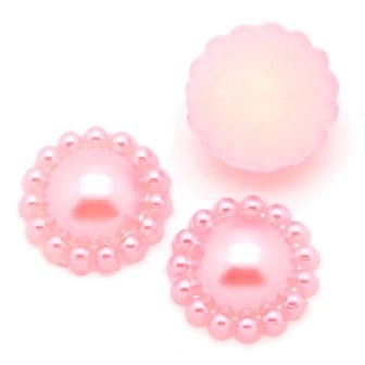 Квітка, імітація перлинок, 13мм, колір рожевий, 10 шт.