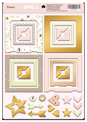Рамки з чіпборду з фольгуванням (золото) для скрапбукінгу від Scrapmir - Baby Doll, 30 шт.